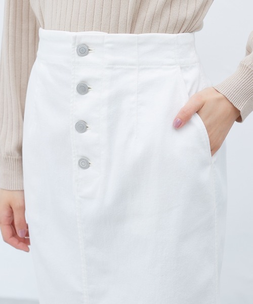 Honeys（ハニーズ）の「前釦ナロースカート（スカート・レディース・アイボリー/スミクロ/ラベンダー/インディゴブルー/ブルー/ライトカーキ/ベージュ/ブラウン/ブラック・S/M/L）」の12枚目の写真