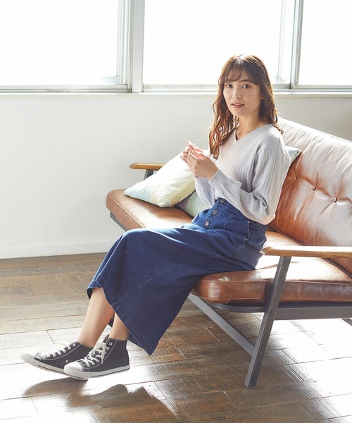 Honeys（ハニーズ）の「前釦ナロースカート（スカート・レディース・アイボリー/スミクロ/ラベンダー/インディゴブルー/ブルー/ライトカーキ/ベージュ/ブラウン/ブラック・S/M/L）」の22枚目の写真