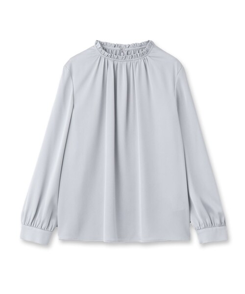 UNTITLED（アンタイトル）の「◆ポピーサテン フリルネックブラウス【洗える】（シャツ/ブラウス・レディース・オフホワイト/ライトグレー/ネイビー・46/04/50/48/00/44/01/02/03/42/99）」の4枚目の写真