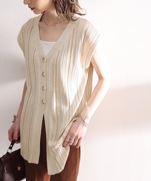 ms+ ideal(エムズプラスアイディール)の「《ms+ ideal》大人魅え。2wayランダムリブニットベスト(ベスト・レディース・ブラック/ブラウン/アイボリー・SMALL/MEDIUM/LARGE/X-LARGE)」の4枚目の写真