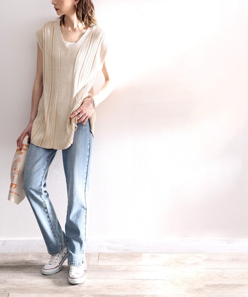 ms+ ideal(エムズプラスアイディール)の「《ms+ ideal》大人魅え。2wayランダムリブニットベスト(ベスト・レディース・ブラック/ブラウン/アイボリー・SMALL/MEDIUM/LARGE/X-LARGE)」の9枚目の写真