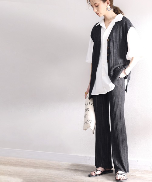 ms+ ideal(エムズプラスアイディール)の「《ms+ ideal》大人魅え。2wayランダムリブニットベスト(ベスト・レディース・ブラック/ブラウン/アイボリー・SMALL/MEDIUM/LARGE/X-LARGE)」の16枚目の写真