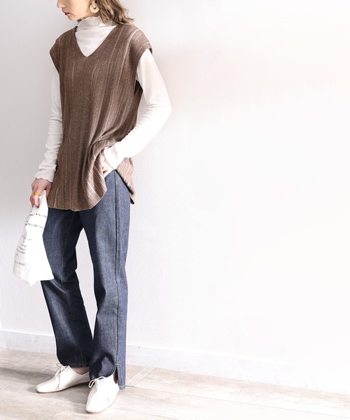 ms+ ideal(エムズプラスアイディール)の「《ms+ ideal》大人魅え。2wayランダムリブニットベスト(ベスト・レディース・ブラック/ブラウン/アイボリー・SMALL/MEDIUM/LARGE/X-LARGE)」の12枚目の写真