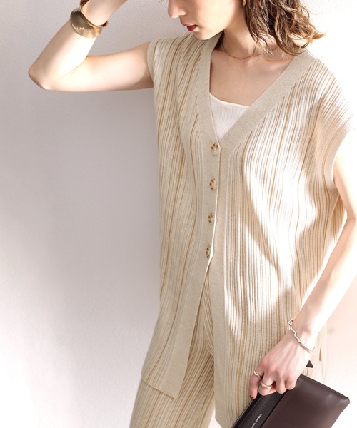 ms+ ideal(エムズプラスアイディール)の「《ms+ ideal》大人魅え。2wayランダムリブニットベスト(ベスト・レディース・ブラック/ブラウン/アイボリー・SMALL/MEDIUM/LARGE/X-LARGE)」の6枚目の写真