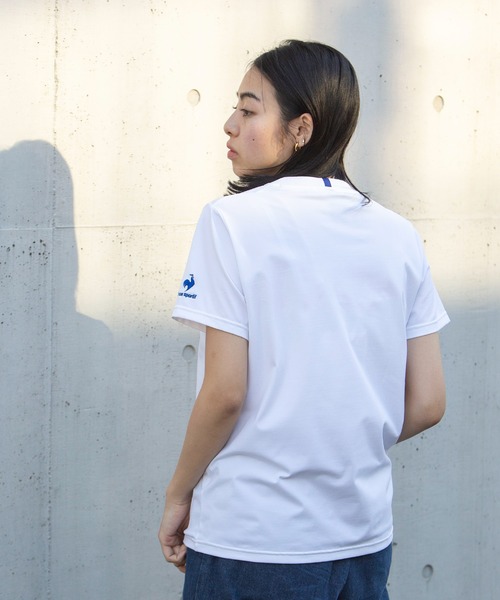 le coq sportif（ルコックスポルティフ）の「ヘランカショートスリーブシャツ ストレッチ レディース ウェア シャツ ポロシャツ トレーニング トレーニングウェア スポーツウェア（Tシャツ/カットソー・レディース・ブラック/オレンジ/グレイッシュブルー/ネイビー/ホワイト・XL/S/M/L）」の12枚目の写真