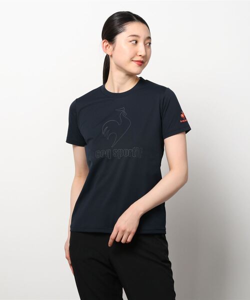 le coq sportif（ルコックスポルティフ）の「ヘランカショートスリーブシャツ ストレッチ レディース ウェア シャツ ポロシャツ トレーニング トレーニングウェア スポーツウェア（Tシャツ/カットソー・レディース・ブラック/オレンジ/グレイッシュブルー/ネイビー/ホワイト・XL/S/M/L）」の20枚目の写真