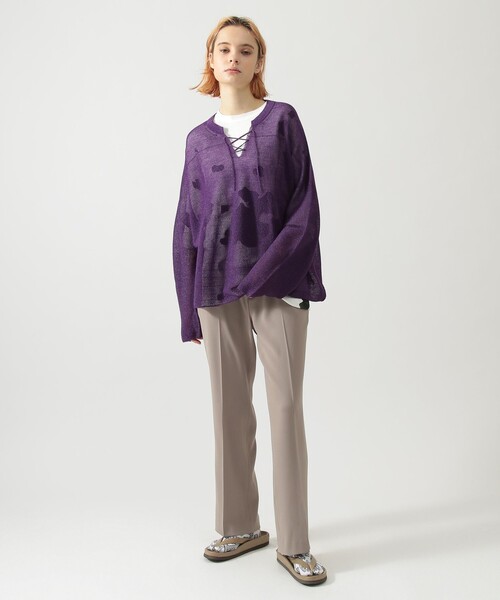 BEAMS BOY（ビームスボーイ）の「maturely / Sheer Shiny Long Sleeve（ニット/セーター・レディース・パープル/ネイビー・FREE）」の5枚目の写真