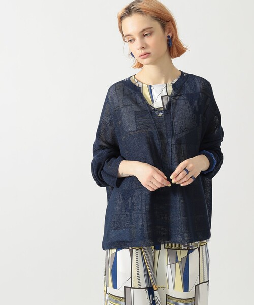 BEAMS BOY（ビームスボーイ）の「maturely / Sheer Shiny Long Sleeve（ニット/セーター・レディース・パープル/ネイビー・FREE）」の7枚目の写真