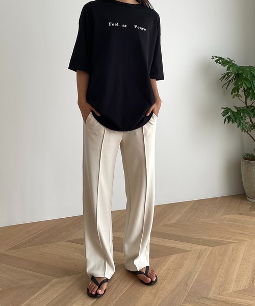 CANAL JEAN（キャナルジーン）の「RED CHOP WORKS(レッドチョップワークス) センタープレストラックパンツ（その他パンツ・レディース・ピンク/ブルー/イエロー/ベージュ/パープル/ライトブルー/ブラック・38/36）」の3枚目の写真