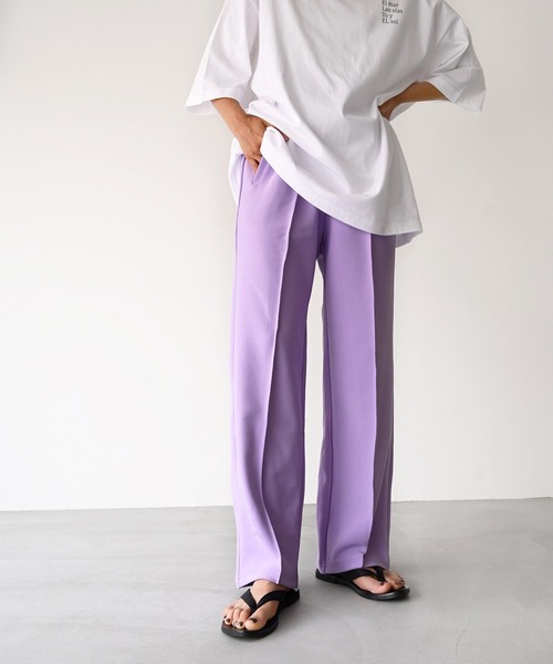 CANAL JEAN（キャナルジーン）の「RED CHOP WORKS(レッドチョップワークス) センタープレストラックパンツ（その他パンツ・レディース・ピンク/ブルー/イエロー/ベージュ/パープル/ライトブルー/ブラック・38/36）」の5枚目の写真