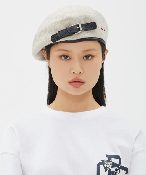 ROMANTIC CROWN(ロマンティッククラウン)の「【ROMANTIC CROWN】RC CLUB BUCKLE BERET / ロマンティッククラウン クラブ バックル ベレー帽(ハンチング/ベレー帽・メンズ・ブラック/オートミール・FREE)」の4枚目の写真