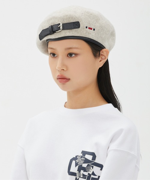 ROMANTIC CROWN(ロマンティッククラウン)の「【ROMANTIC CROWN】RC CLUB BUCKLE BERET / ロマンティッククラウン クラブ バックル ベレー帽(ハンチング/ベレー帽・メンズ・ブラック/オートミール・FREE)」の5枚目の写真