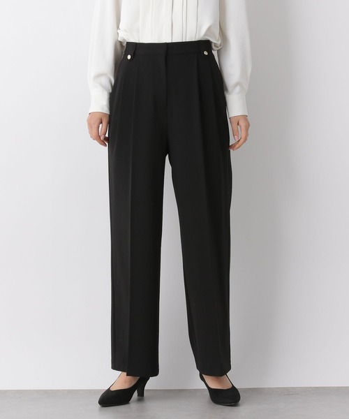 LEPSIM（レプシィム）の「美脚ダブルポイントワイドパンツ　260327（スラックス・レディース・ブラック/グレイッシュベージュ・MEDIUM/LARGE）」の2枚目の写真