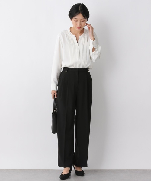 LEPSIM（レプシィム）の「美脚ダブルポイントワイドパンツ　260327（スラックス・レディース・ブラック/グレイッシュベージュ・MEDIUM/LARGE）」の3枚目の写真