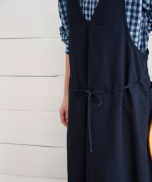 美品♡サニークラウズ 黒藍シャンブレーのエプロンワンピース インディゴ 綿 3L 美品♡サニークラウズ 黒藍シャンブレーのエプロンワンピース