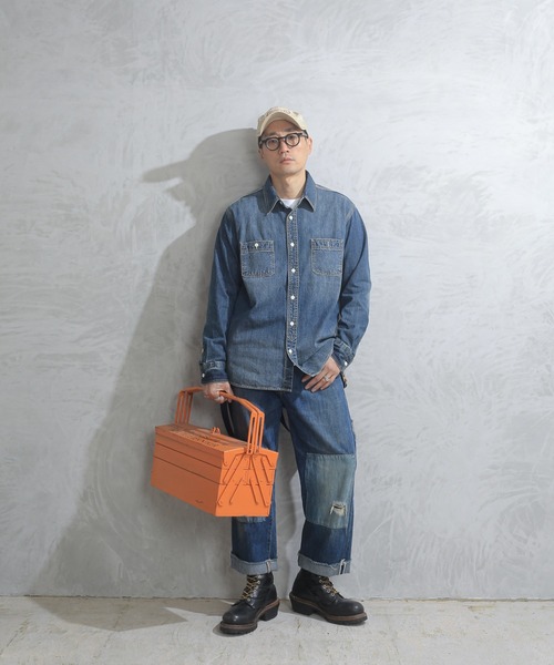 HOUSTON(ヒューストン)の「HOUSTON ヒューストン 40511 USA COTTON デニム ワークシャツ(シャツ/ブラウス・メンズ・インディゴブルー/ダークインディゴブルー/ライトインディゴブルー・L/M/XL/XXL)」の7枚目の写真