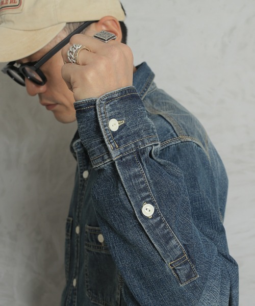 HOUSTON(ヒューストン)の「HOUSTON ヒューストン 40511 USA COTTON デニム ワークシャツ(シャツ/ブラウス・メンズ・インディゴブルー/ダークインディゴブルー/ライトインディゴブルー・L/M/XL/XXL)」の17枚目の写真