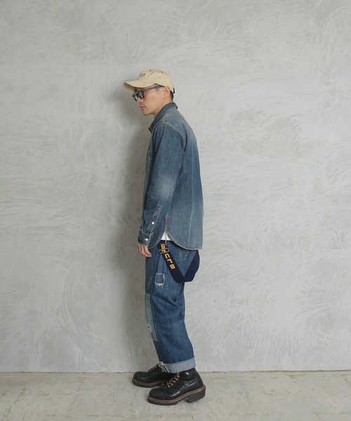 HOUSTON(ヒューストン)の「HOUSTON ヒューストン 40511 USA COTTON デニム ワークシャツ(シャツ/ブラウス・メンズ・インディゴブルー/ダークインディゴブルー/ライトインディゴブルー・L/M/XL/XXL)」の14枚目の写真