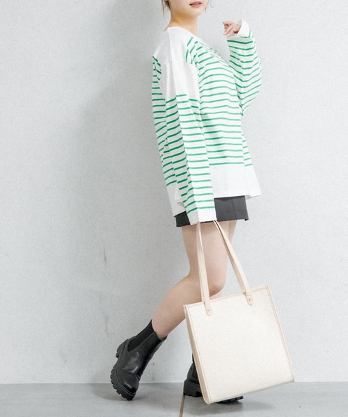 OLIVE des OLIVE（オリーブデオリーブ）の「パネルボーダービッグTシャツ（Tシャツ/カットソー・レディース・ピンク/グリーン/ネイビー/ブラック・FREE）」の13枚目の写真