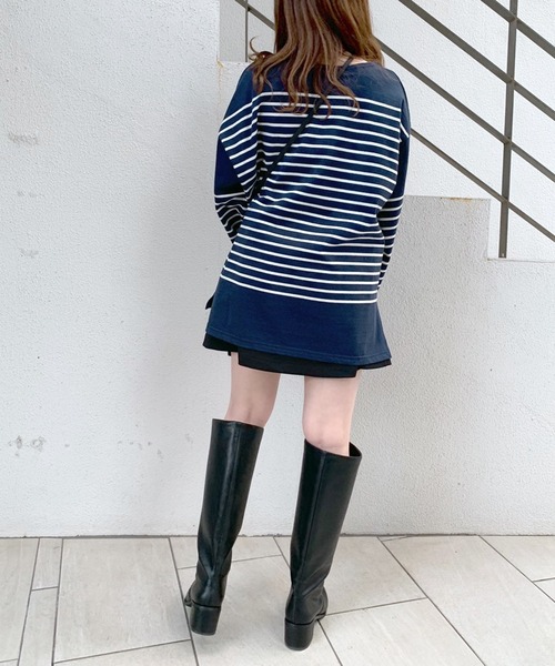 OLIVE des OLIVE（オリーブデオリーブ）の「パネルボーダービッグTシャツ（Tシャツ/カットソー・レディース・ピンク/グリーン/ネイビー/ブラック・FREE）」の18枚目の写真