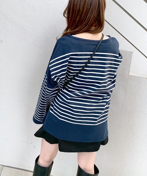 OLIVE des OLIVE（オリーブデオリーブ）の「パネルボーダービッグTシャツ（Tシャツ/カットソー・レディース・ピンク/グリーン/ネイビー/ブラック・FREE）」の20枚目の写真