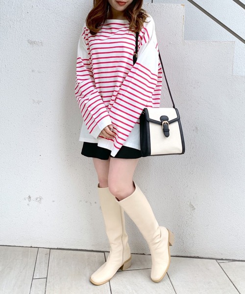 OLIVE des OLIVE（オリーブデオリーブ）の「パネルボーダービッグTシャツ（Tシャツ/カットソー・レディース・ピンク/グリーン/ネイビー/ブラック・FREE）」の22枚目の写真