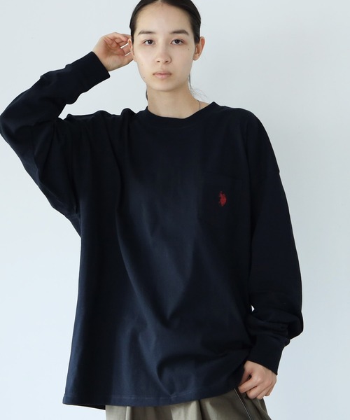 U.S. POLO ASSN.（ユーエスポロアッスン）の「U.S. POLO ASSN. / ユーエスポロアッスン 別注 コラボ オーバーサイズ ロンT（Tシャツ/カットソー・メンズ・ホワイト/ブラック/ダークグリーン/ネイビー/ライトベージュ/ブルー系その他2/ベージュ系その他/ベージュ系その他2/ホワイト系その他2/ブラック系その他/ブラック系その他2/グリーン系その他/グリーン系その他2/ブルー系その他/ホワイト系その他・MEDIUM/LARGE）」の13枚目の写真