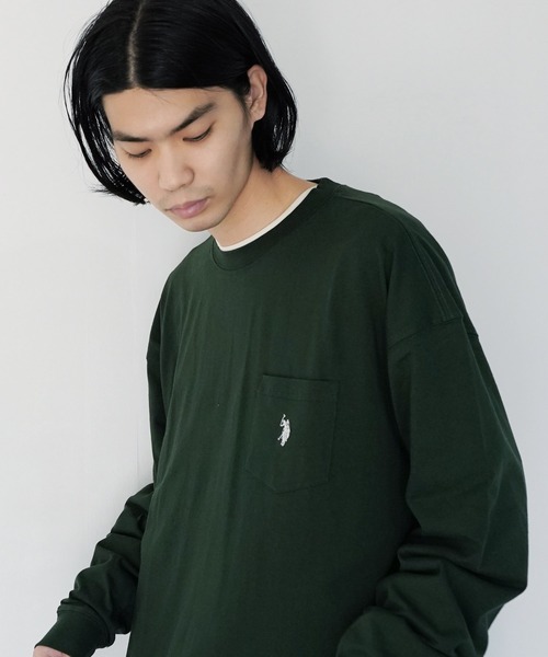 U.S. POLO ASSN.（ユーエスポロアッスン）の「U.S. POLO ASSN. / ユーエスポロアッスン 別注 コラボ オーバーサイズ ロンT（Tシャツ/カットソー・メンズ・ホワイト/ブラック/ダークグリーン/ネイビー/ライトベージュ/ブルー系その他2/ベージュ系その他/ベージュ系その他2/ホワイト系その他2/ブラック系その他/ブラック系その他2/グリーン系その他/グリーン系その他2/ブルー系その他/ホワイト系その他・MEDIUM/LARGE）」の11枚目の写真