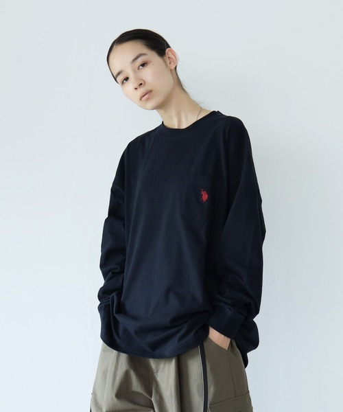 U.S. POLO ASSN.（ユーエスポロアッスン）の「U.S. POLO ASSN. / ユーエスポロアッスン 別注 コラボ オーバーサイズ ロンT（Tシャツ/カットソー・メンズ・ホワイト/ブラック/ダークグリーン/ネイビー/ライトベージュ/ブルー系その他2/ベージュ系その他/ベージュ系その他2/ホワイト系その他2/ブラック系その他/ブラック系その他2/グリーン系その他/グリーン系その他2/ブルー系その他/ホワイト系その他・MEDIUM/LARGE）」の18枚目の写真