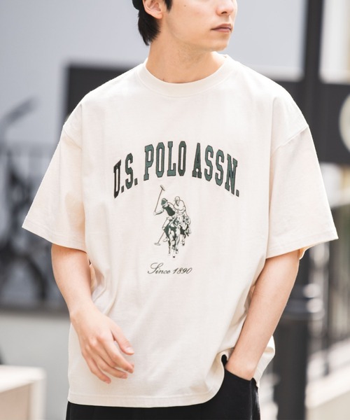 U.S. POLO ASSN.(ユーエスポロアッスン)の「∴WEGO/U.S.POLO ASSN.別注カレッジロゴ刺繍BIGT(Tシャツ/カットソー・メンズ・ダークグリーン/ネイビー/グレー系その他/ナチュラル・MEDIUM/LARGE)」の10枚目の写真