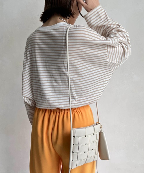 CAPRICIEUX LE'MAGE（カプリシューレマージュ）の「立体スリーブボーダーロンT（Tシャツ/カットソー・レディース・ブラック/ベージュ/レッド・FREE）」の6枚目の写真