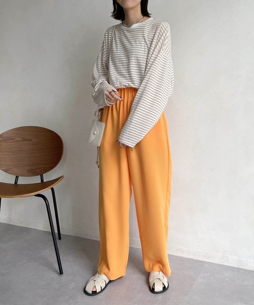 CAPRICIEUX LE'MAGE（カプリシューレマージュ）の「立体スリーブボーダーロンT（Tシャツ/カットソー・レディース・ブラック/ベージュ/レッド・FREE）」の8枚目の写真