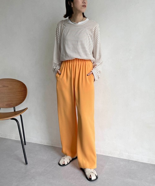 CAPRICIEUX LE'MAGE（カプリシューレマージュ）の「立体スリーブボーダーロンT（Tシャツ/カットソー・レディース・ブラック/ベージュ/レッド・FREE）」の9枚目の写真