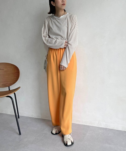 CAPRICIEUX LE'MAGE（カプリシューレマージュ）の「立体スリーブボーダーロンT（Tシャツ/カットソー・レディース・ブラック/ベージュ/レッド・FREE）」の11枚目の写真