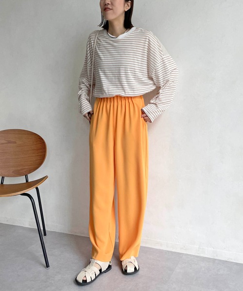 CAPRICIEUX LE'MAGE（カプリシューレマージュ）の「立体スリーブボーダーロンT（Tシャツ/カットソー・レディース・ブラック/ベージュ/レッド・FREE）」の12枚目の写真