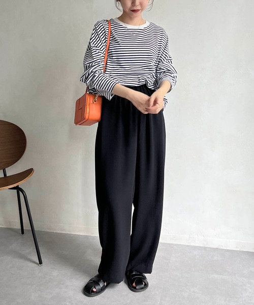 CAPRICIEUX LE'MAGE（カプリシューレマージュ）の「立体スリーブボーダーロンT（Tシャツ/カットソー・レディース・ブラック/ベージュ/レッド・FREE）」の18枚目の写真