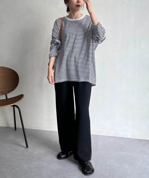 CAPRICIEUX LE'MAGE（カプリシューレマージュ）の「立体スリーブボーダーロンT（Tシャツ/カットソー・レディース・ブラック/ベージュ/レッド・FREE）」の19枚目の写真