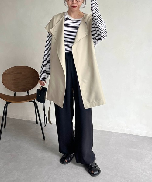 CAPRICIEUX LE'MAGE（カプリシューレマージュ）の「立体スリーブボーダーロンT（Tシャツ/カットソー・レディース・ブラック/ベージュ/レッド・FREE）」の22枚目の写真