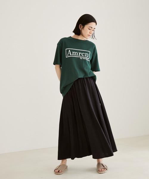 SALON adam et rope'（サロン アダム エ ロペ）の「【洗える】リネン混ウエストギャザースカート（スカート・レディース・ブラック/ブラウン/ライトグリーン・FREE）」の4枚目の写真