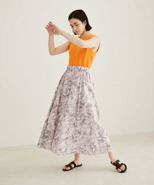 SALON adam et rope'（サロン アダム エ ロペ）の「【洗える】リネン混ウエストギャザースカート（スカート・レディース・ブラック/ブラウン/ライトグリーン・FREE）」の5枚目の写真