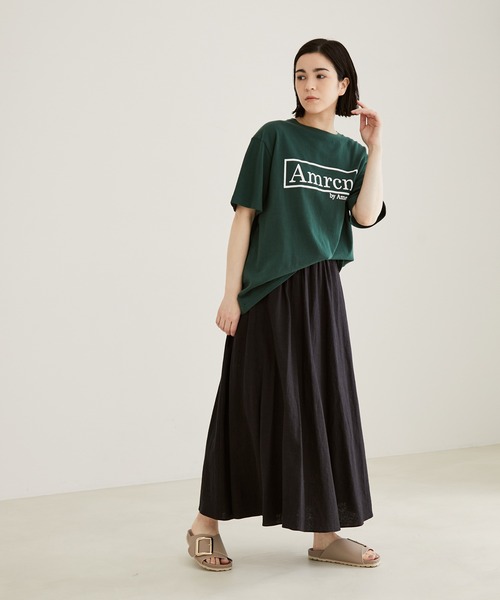 SALON adam et rope'（サロン アダム エ ロペ）の「【洗える】リネン混ウエストギャザースカート（スカート・レディース・ブラック/ブラウン/ライトグリーン・FREE）」の17枚目の写真