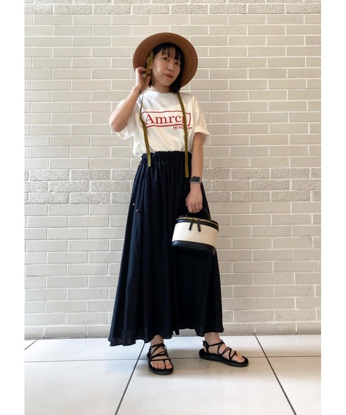 SALON adam et rope'（サロン アダム エ ロペ）の「【洗える】リネン混ウエストギャザースカート（スカート・レディース・ブラック/ブラウン/ライトグリーン・FREE）」の21枚目の写真