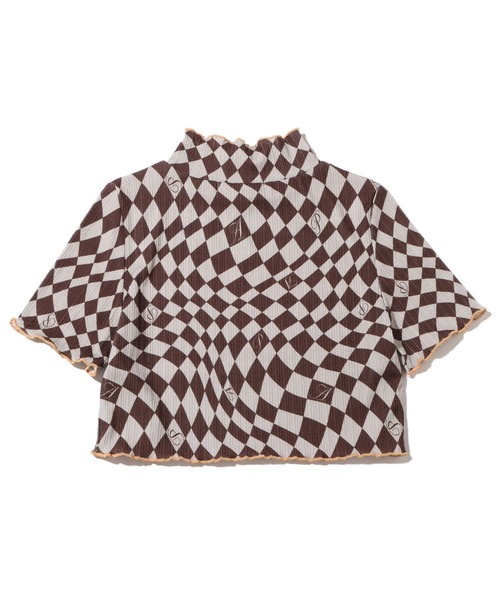 atmos pink（アトモスピンク）の「atmos pink チェッカーリブ配色メロウTP / アトモスピンク チェッカーリブハイショクメロウトップス（シャツ/ブラウス・レディース・ネイビー/ブラウン・FREE）」の10枚目の写真