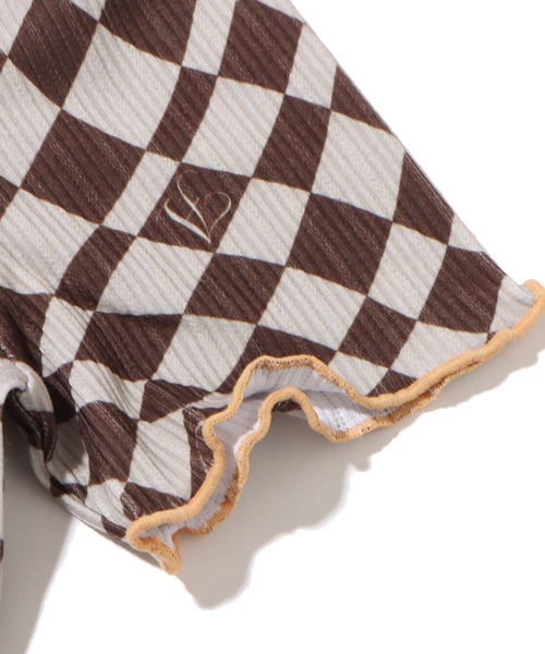 atmos pink（アトモスピンク）の「atmos pink チェッカーリブ配色メロウTP / アトモスピンク チェッカーリブハイショクメロウトップス（シャツ/ブラウス・レディース・ネイビー/ブラウン・FREE）」の12枚目の写真