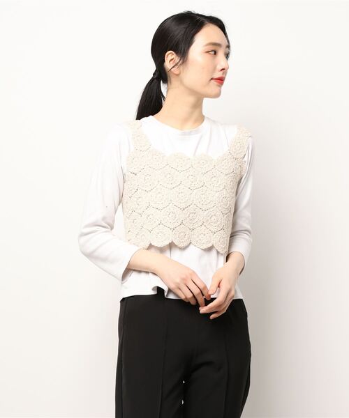 earth music&ecology（アースミュージックアンドエコロジー）の「サークルクロシェビスチェ（ベスト・レディース・オフホワイト/グリーン・FREE）」の6枚目の写真