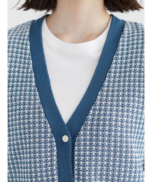 Green Parks(グリーンパークス)の「ショート丈柄ニットベスト(ベスト・レディース・ブルー/ダークグレー・FREE)」の5枚目の写真