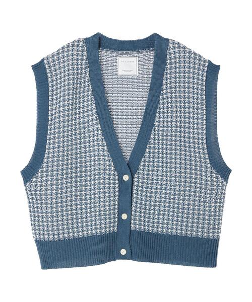 Green Parks(グリーンパークス)の「ショート丈柄ニットベスト(ベスト・レディース・ブルー/ダークグレー・FREE)」の19枚目の写真