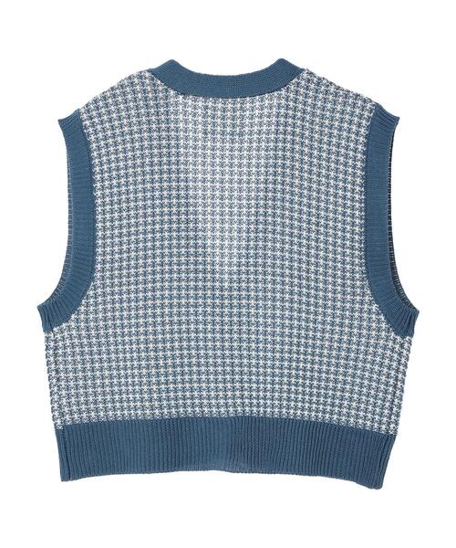 Green Parks(グリーンパークス)の「ショート丈柄ニットベスト(ベスト・レディース・ブルー/ダークグレー・FREE)」の14枚目の写真