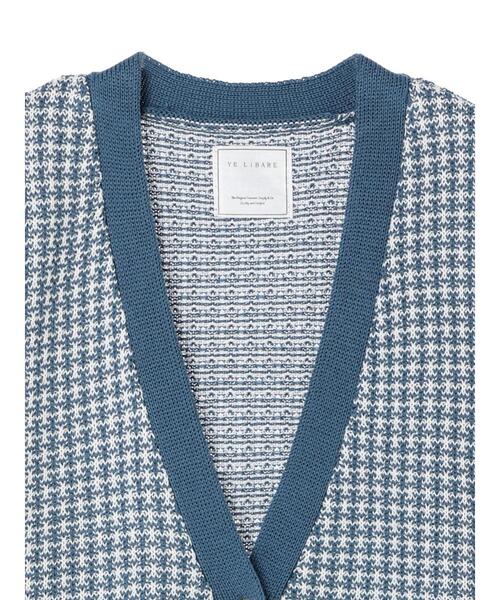 Green Parks(グリーンパークス)の「ショート丈柄ニットベスト(ベスト・レディース・ブルー/ダークグレー・FREE)」の8枚目の写真