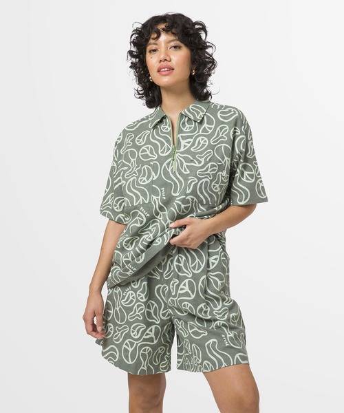 HUF（ハフ）の「GROOVY ZIP WORK SHIRT / HUF ウィメンズ ワークシャツ 